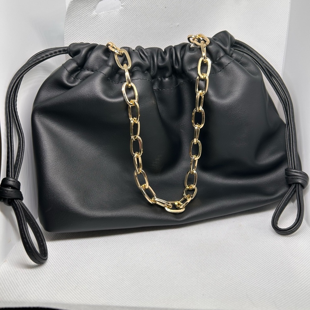 Universal Thread Black and Gold Clutch with Chain